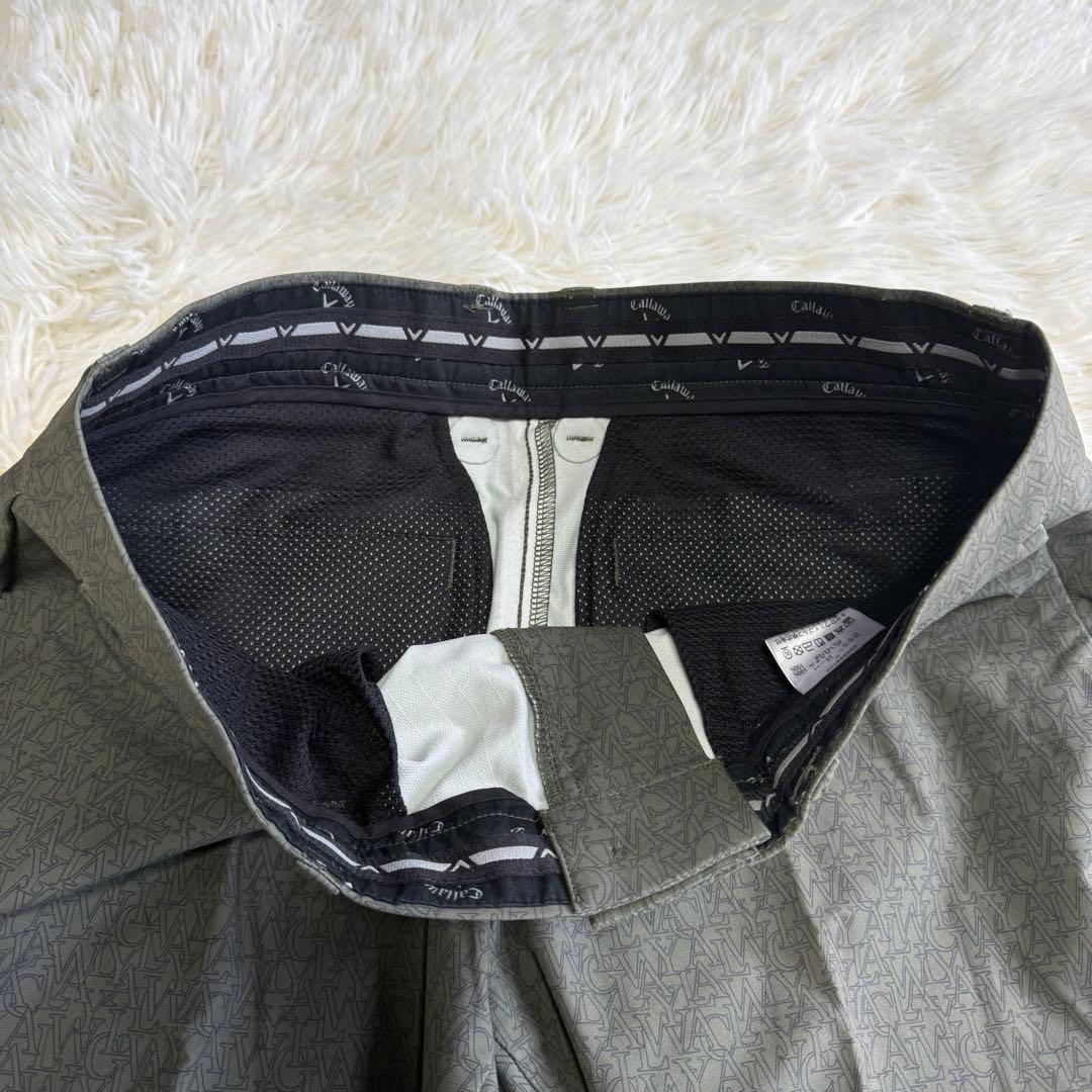 【キャロウェイ】美品 ストレッチパンツ カーキ 総ロゴ Mサイズ メンズ