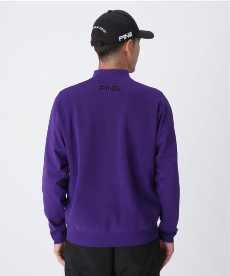 新品 PING ハーフジップハイネックジャガードニット