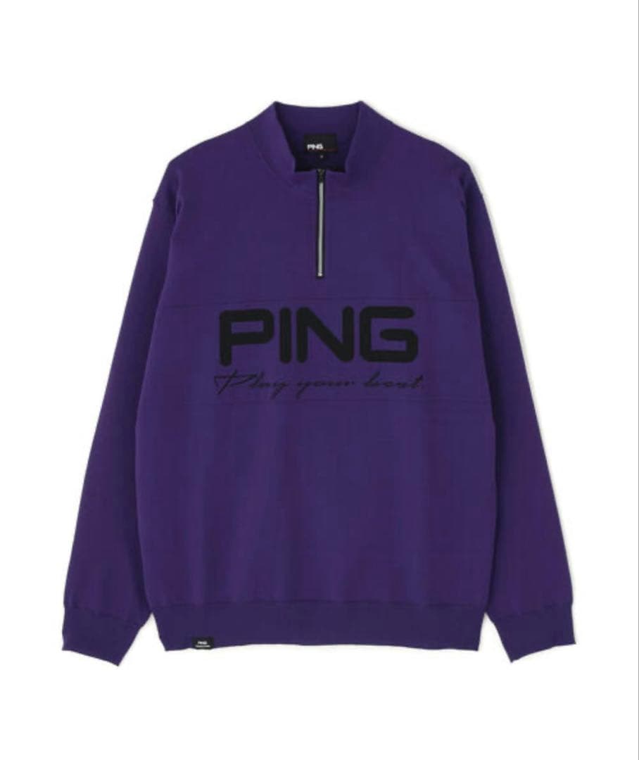 新品 PING ハーフジップハイネックジャガードニット