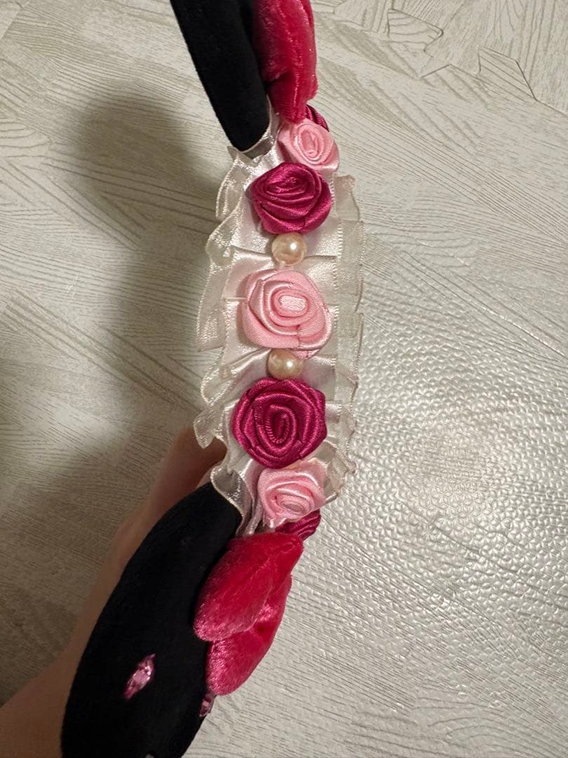即日発送可ディズニー薔薇カチューシャピンク
