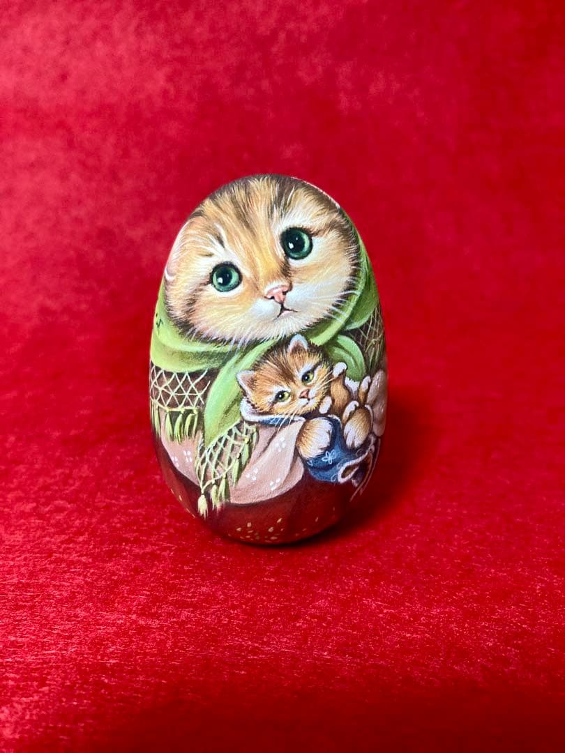 ロシア雑貨☆猫のエッグオーナメントkittenマトリョーシカ