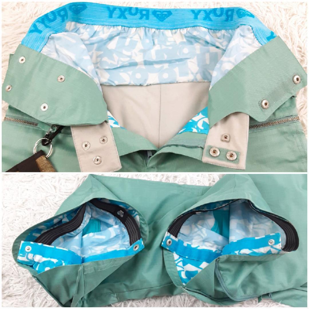 美品◎ROXY ロキシー スノボウェア3点セット ゴーグル付 ブラック グリーン