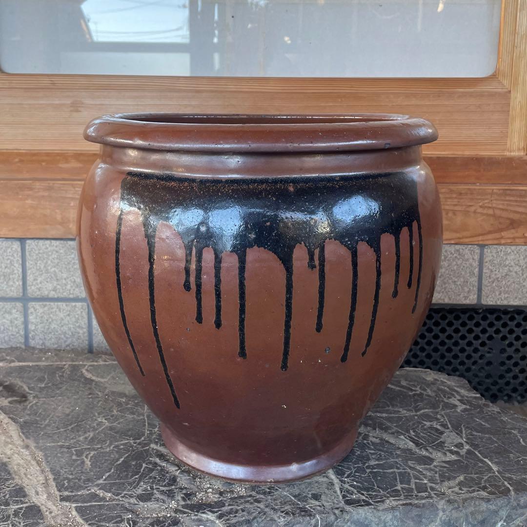 常滑焼 久松 陶器 壺 甕【昭和レトロ】山野草鉢 植木鉢 プランターカバー