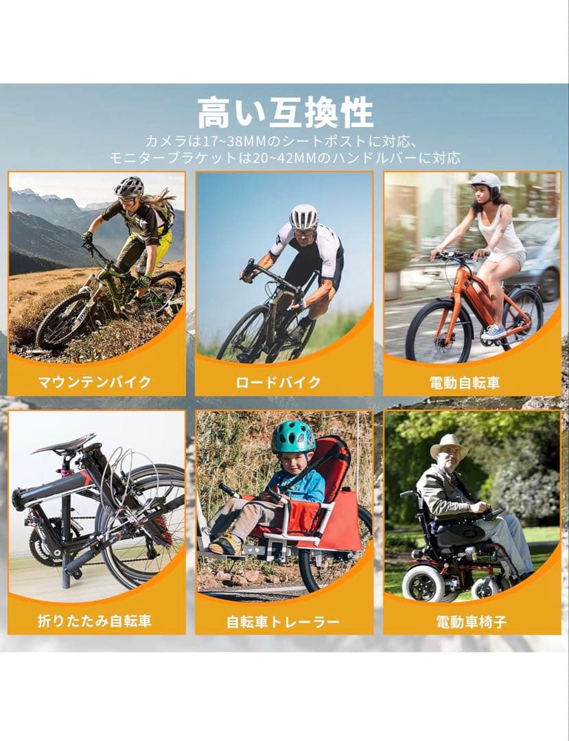 ⭐️新品 PARKVISION 自転車用バックカメラ モニターセット 1080P
