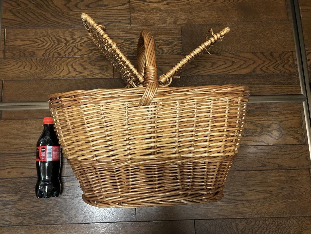 美品 大きい蓋付オーバルバスケット ピクニックバスケット 特大サイズ　英国購入