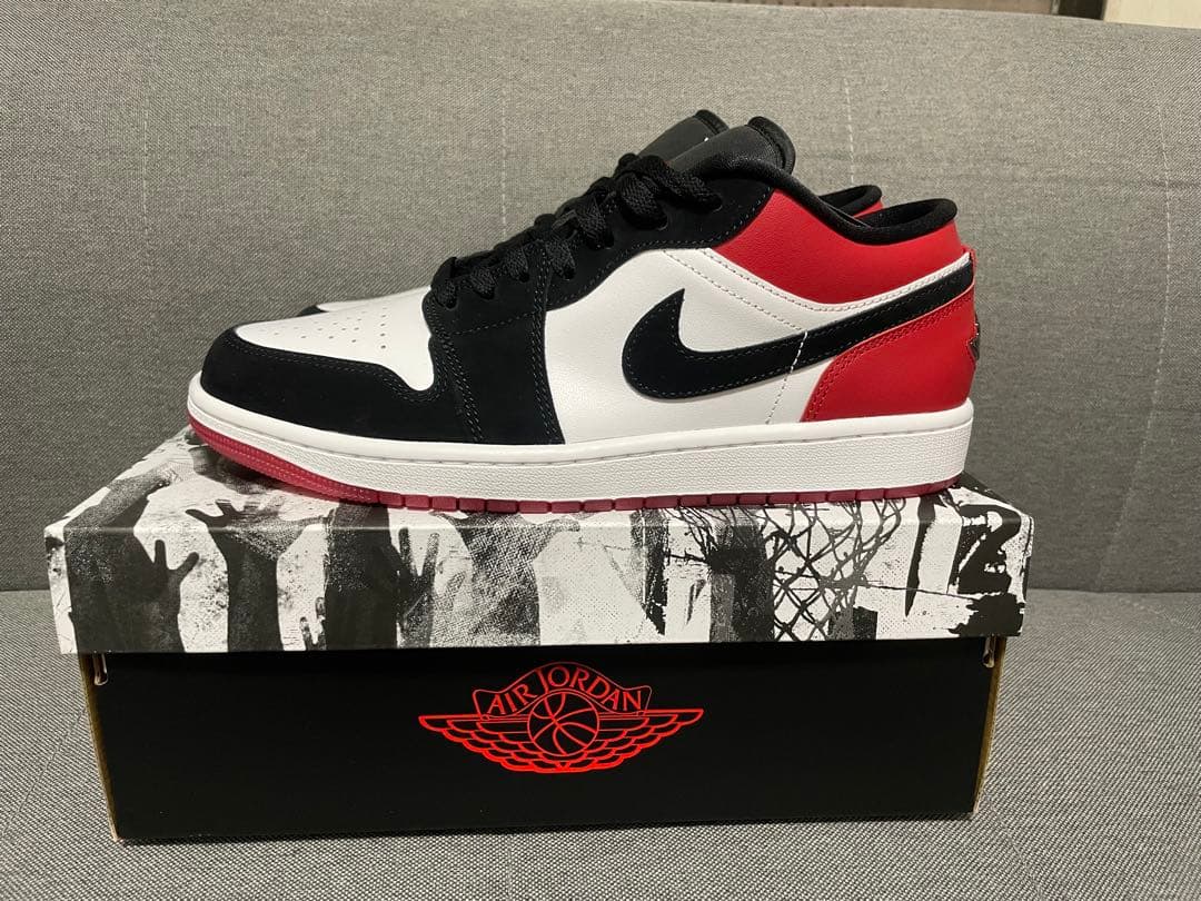 Air Jordan 1 Low ブラック/ホワイト/レッド 男性27.5 cm
