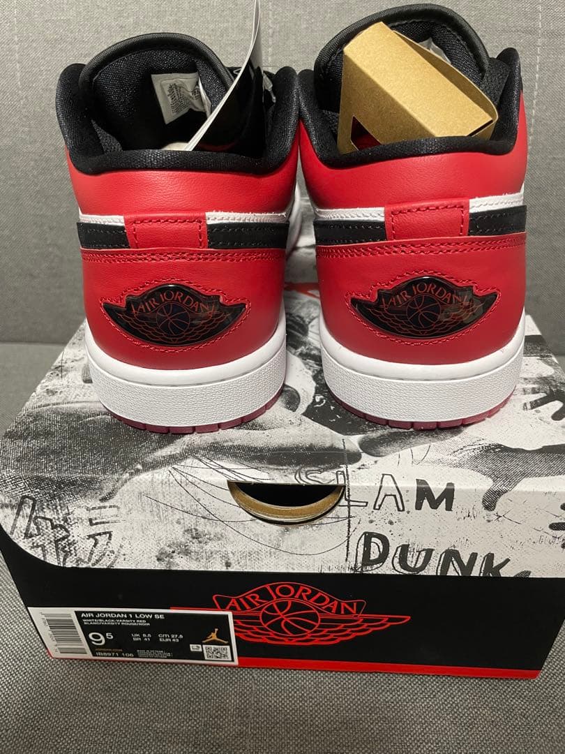 Air Jordan 1 Low ブラック/ホワイト/レッド 男性27.5 cm