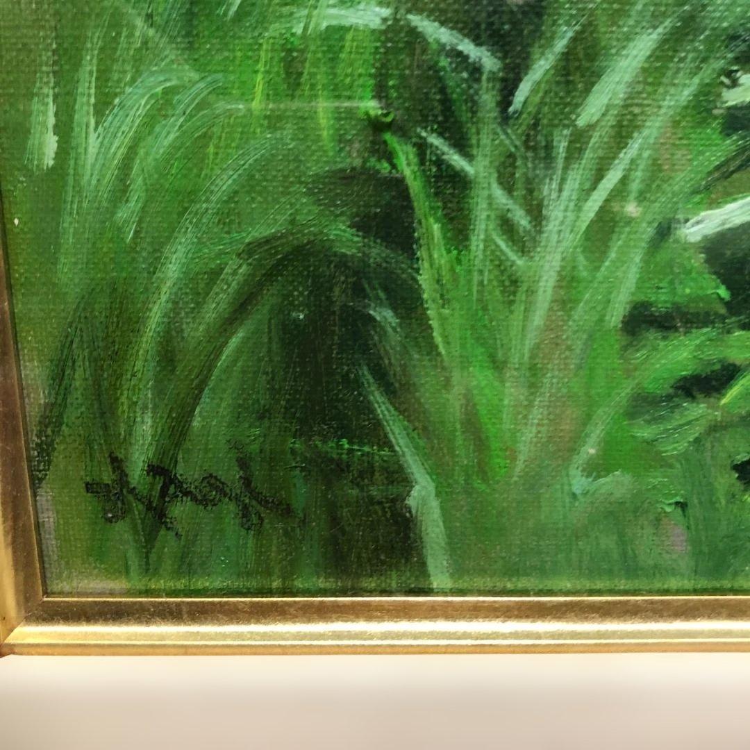 萩駿 油彩 風景画 渓流 柳瀬川 栃木 日本風景 昭和 絵画 260207-1