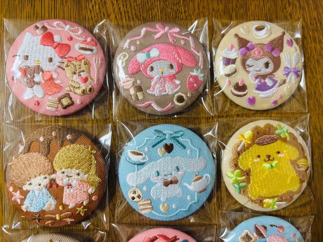 【全15種類】サンリオキャラクターズ刺繍缶バッジ３　コンプリートセット完売品