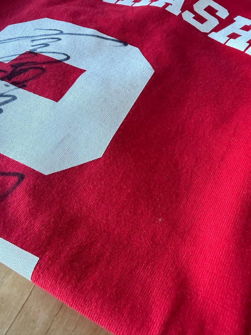 広島カープ OB会公認 高橋慶彦氏直筆サインＴシャツ シリアルナンバーXLサイズ