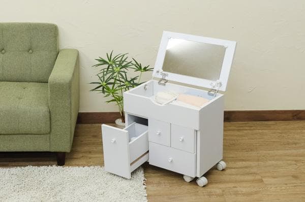 スライド式コスメワゴン　DBR/WH