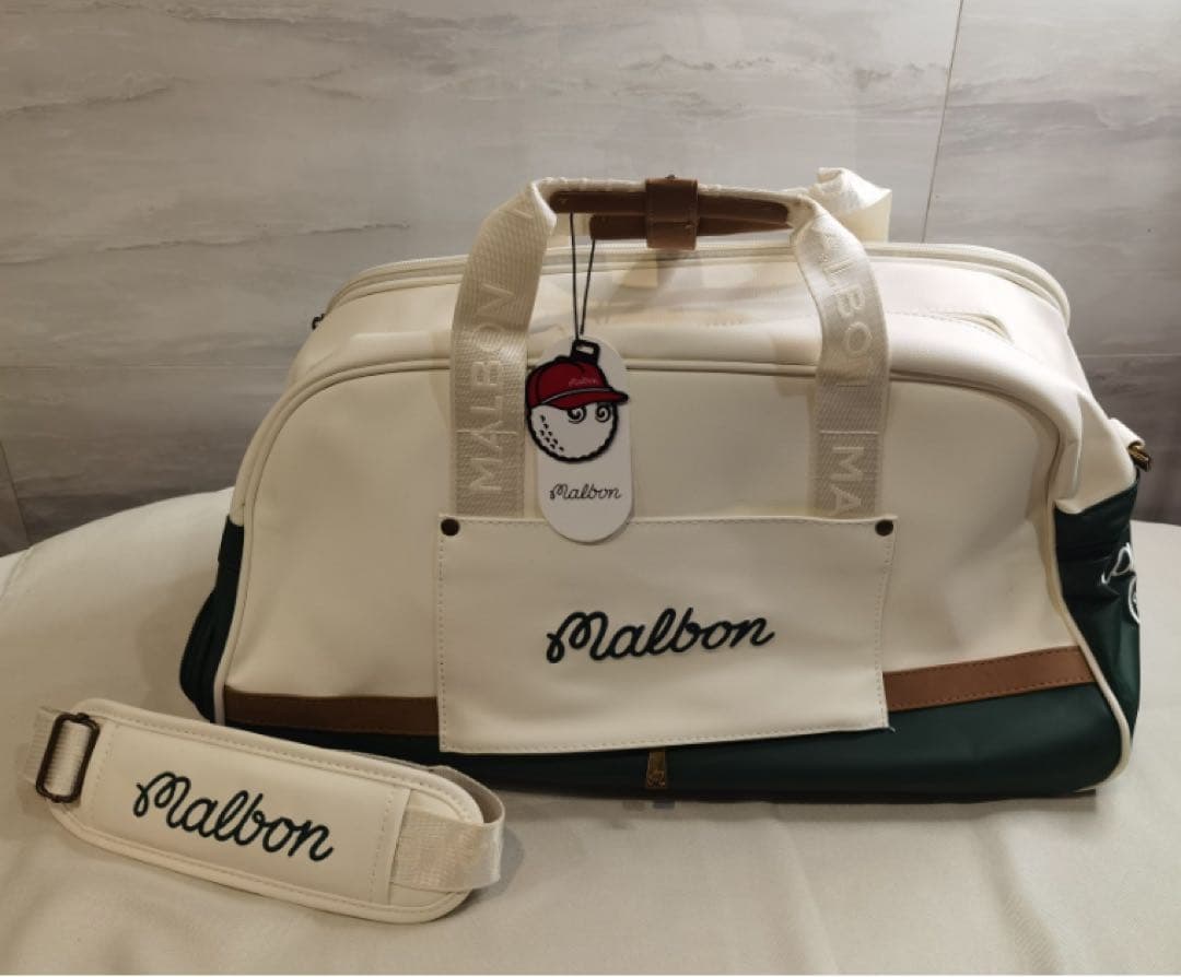 Malbon ゴルフバッグ 大容量 ホワイト×グリーン ☘️ ラウンド必携