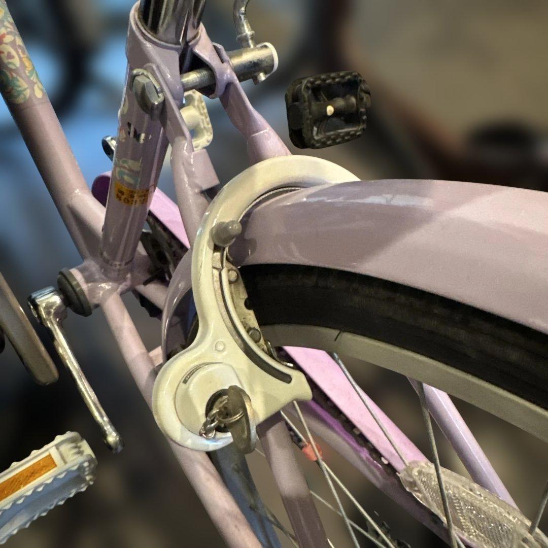 【直接渡し限定】子供用自転車 紫色 前バスケット付き