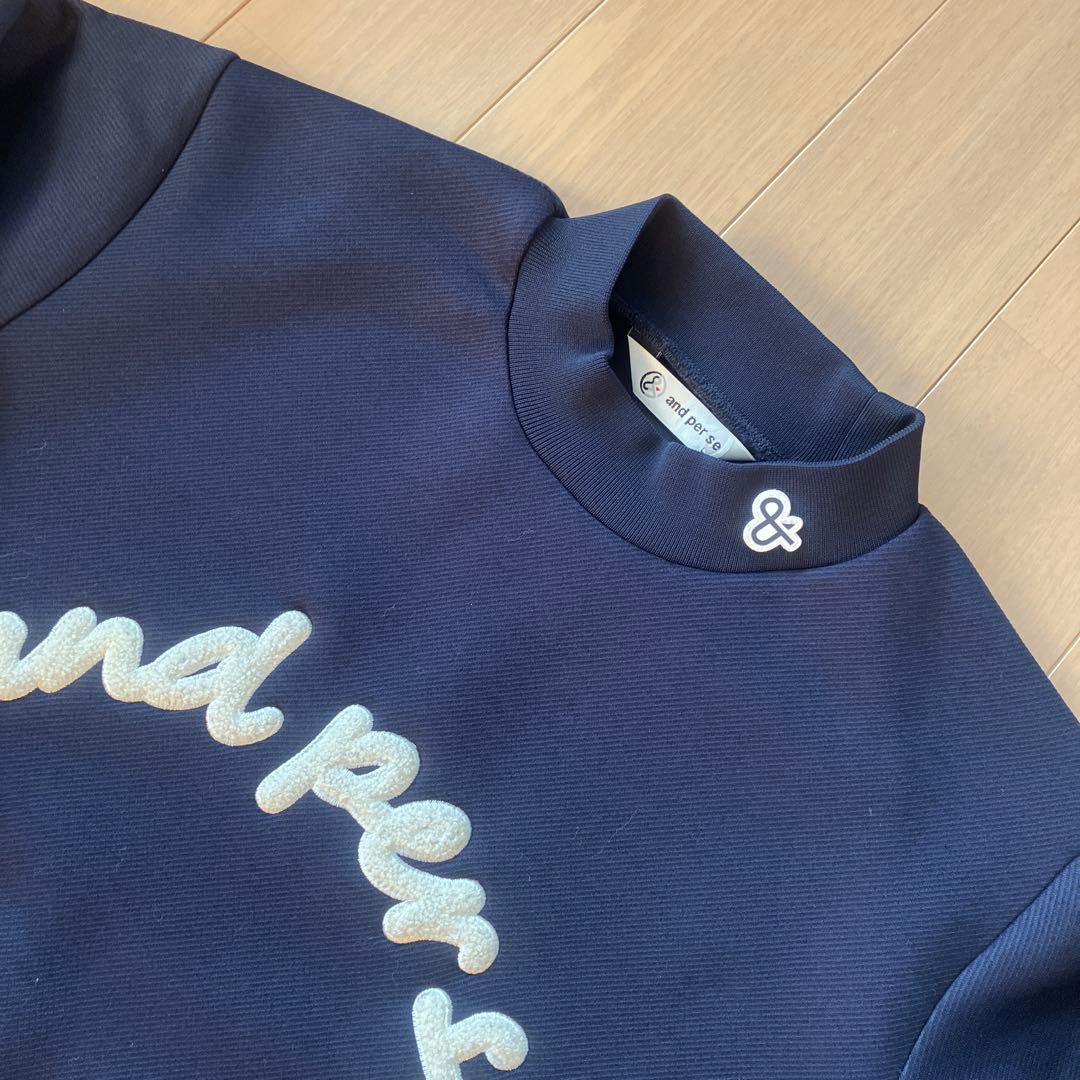 and per se ハイネックトレーナー メンズＬ　ネイビー