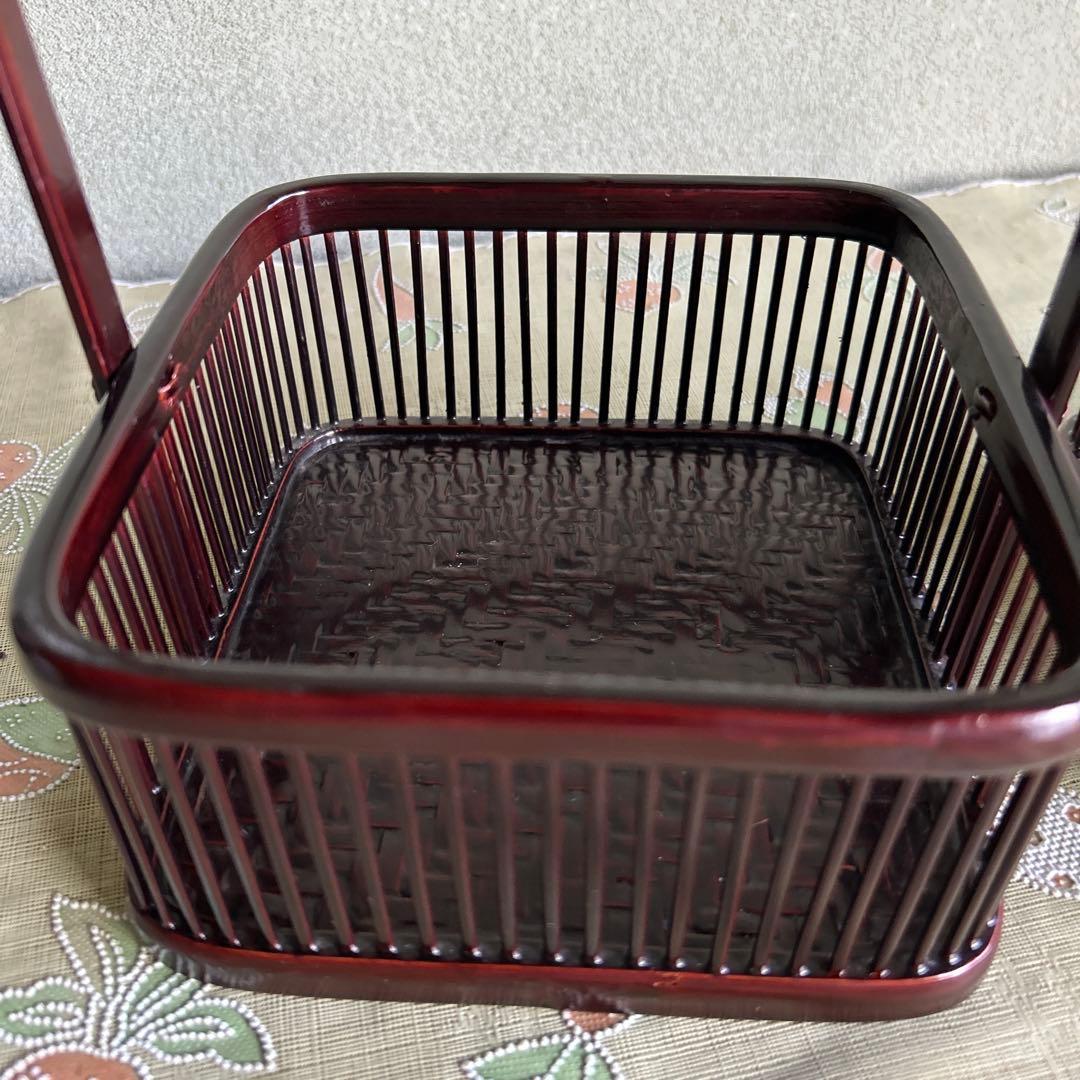 昭和レトロ 竹製 かご 竹籠　二段　昔の道具　民芸品　アンティーク
