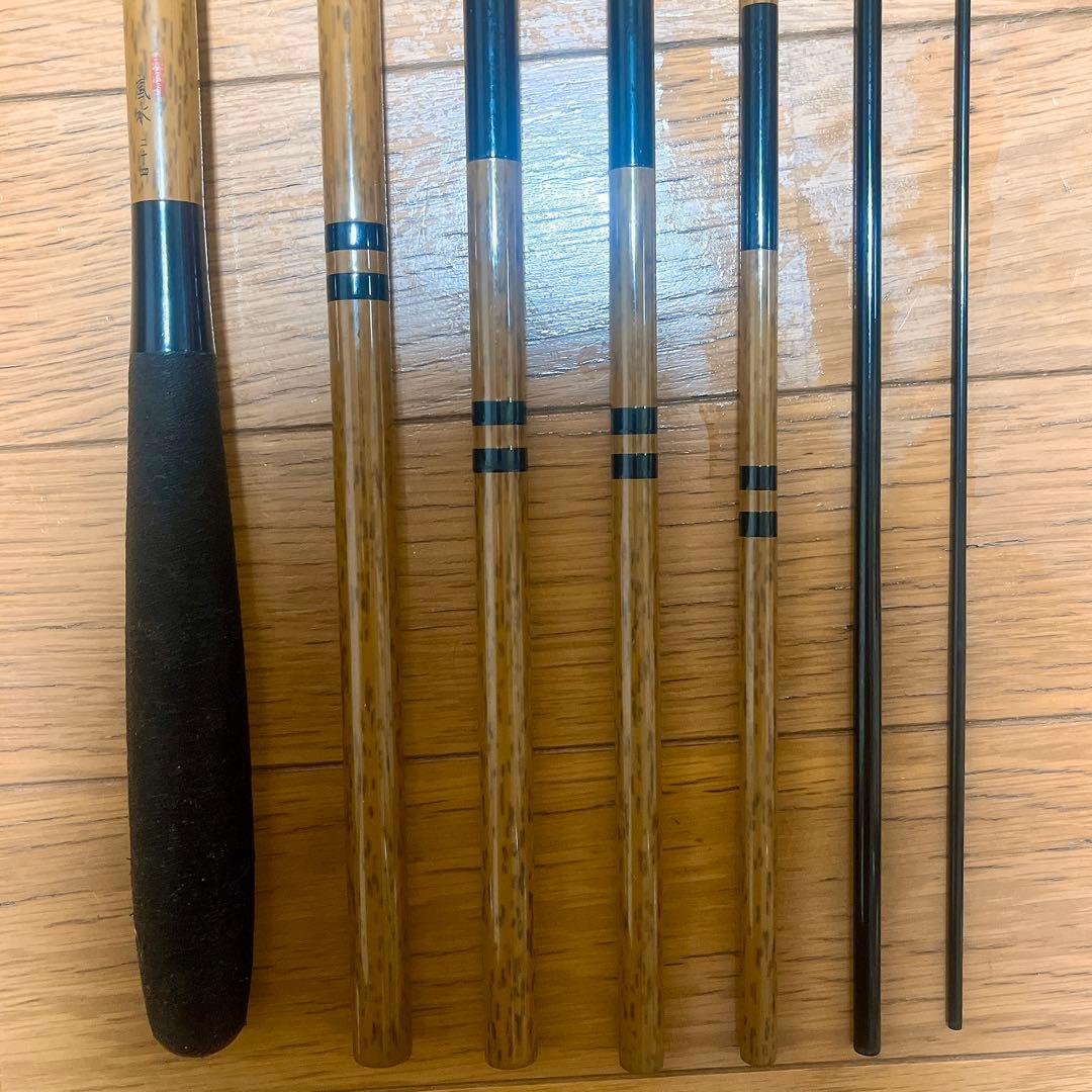 超希少 美品 シマノ 朱紋峰 嵐水 ニ十四 24尺 7本継 ヘラ竿 和竿