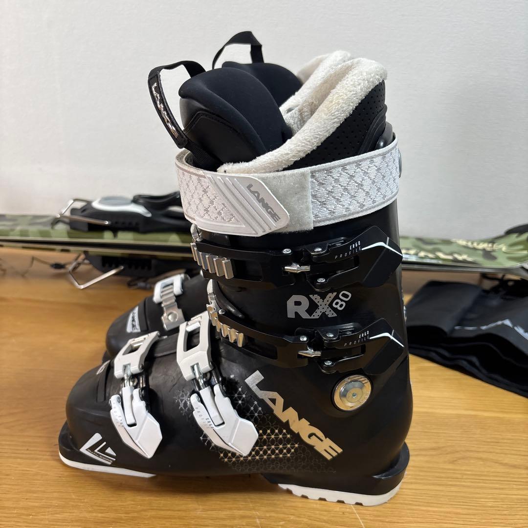 美品　レディースショートスキーセット　迷彩 LANGE 24-24.5cm