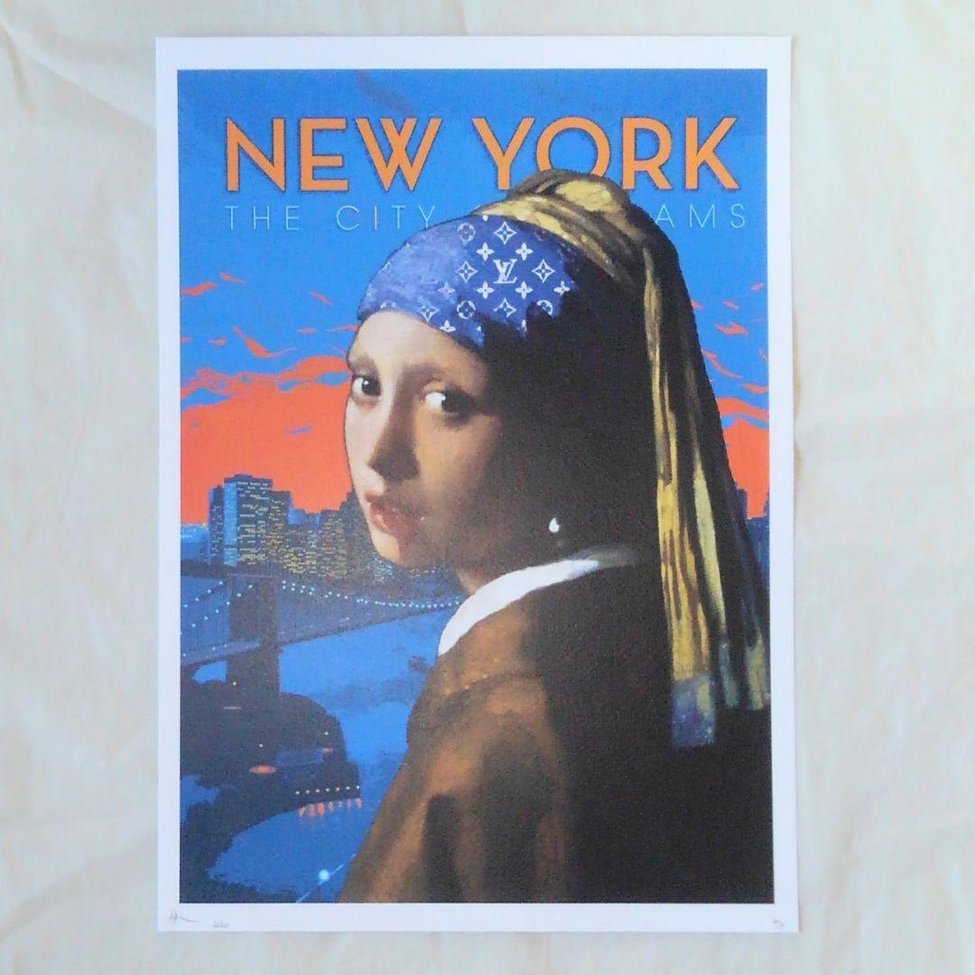 DEATH NYC フェルメール 真珠の耳飾りの少女 アートポスター　極／未使用