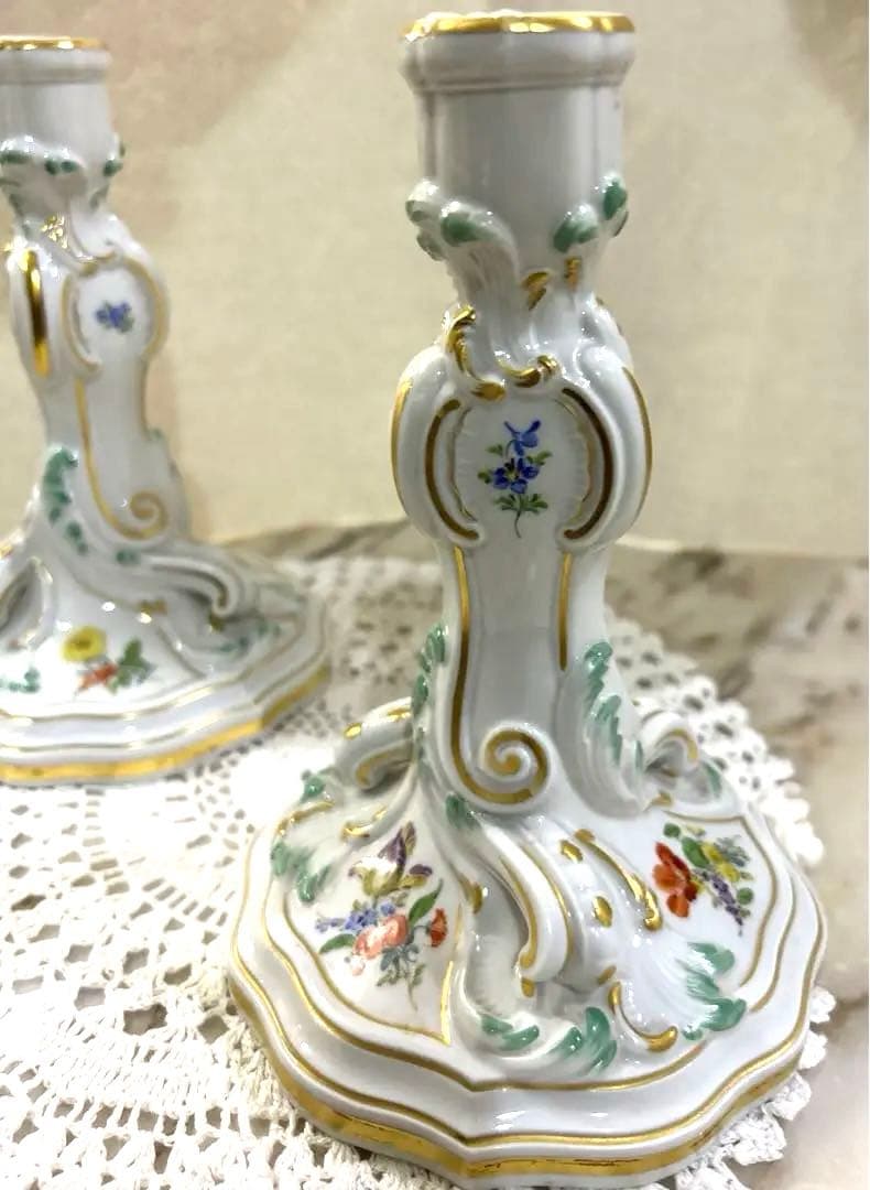 【美品】マイセン　Meissen　キャンドルスタンド　セット