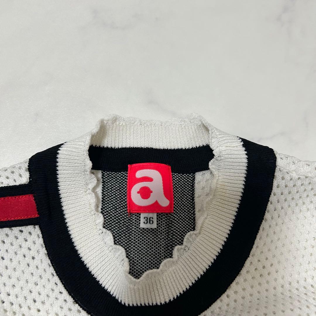 アルチビオ archivio ゴルフベスト S 黒白 クルーネックメッシュ 36
