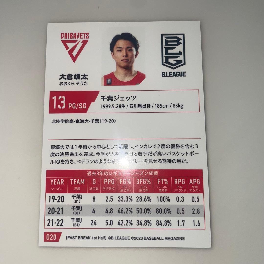 大倉颯太 BBM アルバルク東京 千葉ジェッツ 直筆サイン