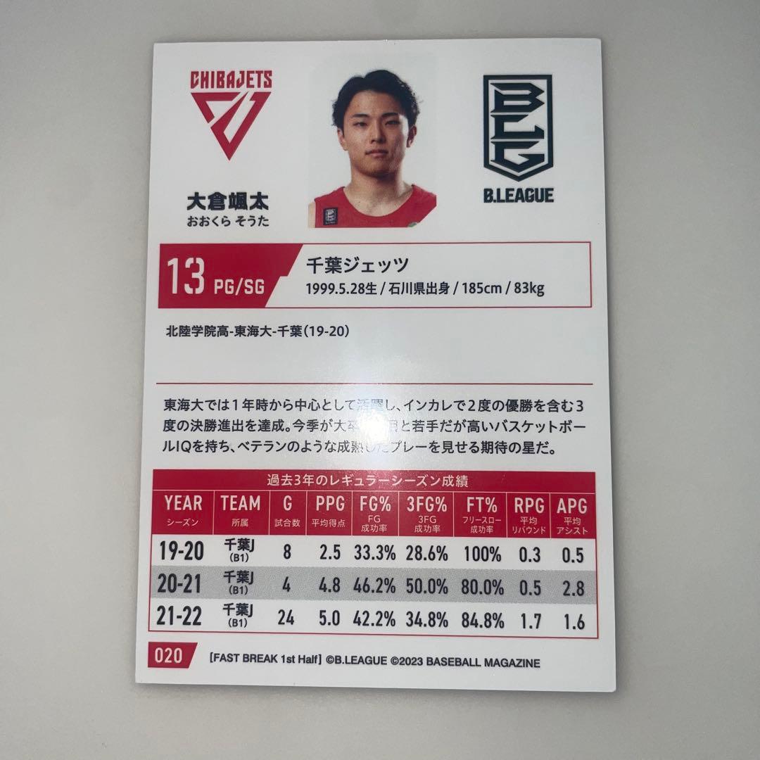 大倉颯太 BBM アルバルク東京 千葉ジェッツ 直筆サイン