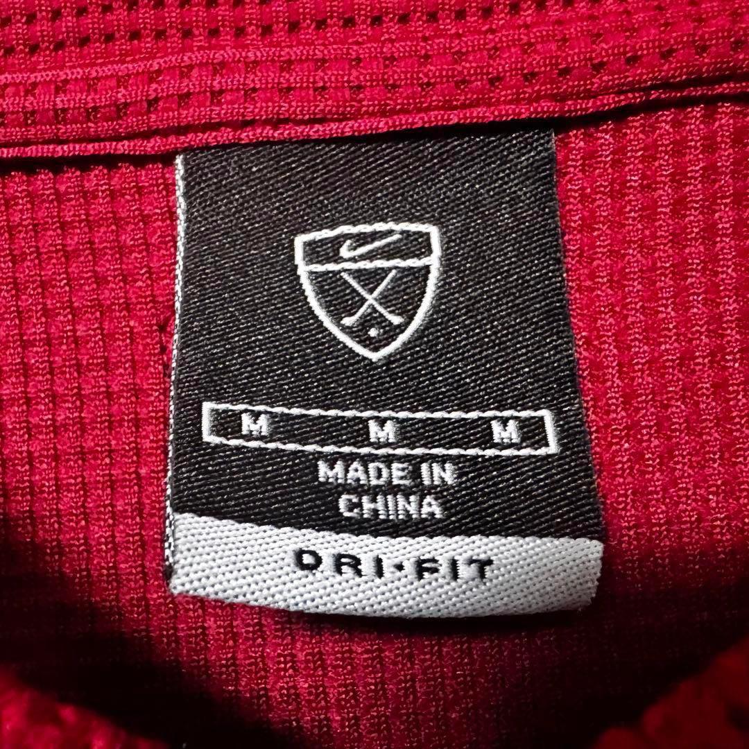 NIKE GOLF ナイキゴルフ 刺繍 ロゴ ハーフジップ シャツ レッド系