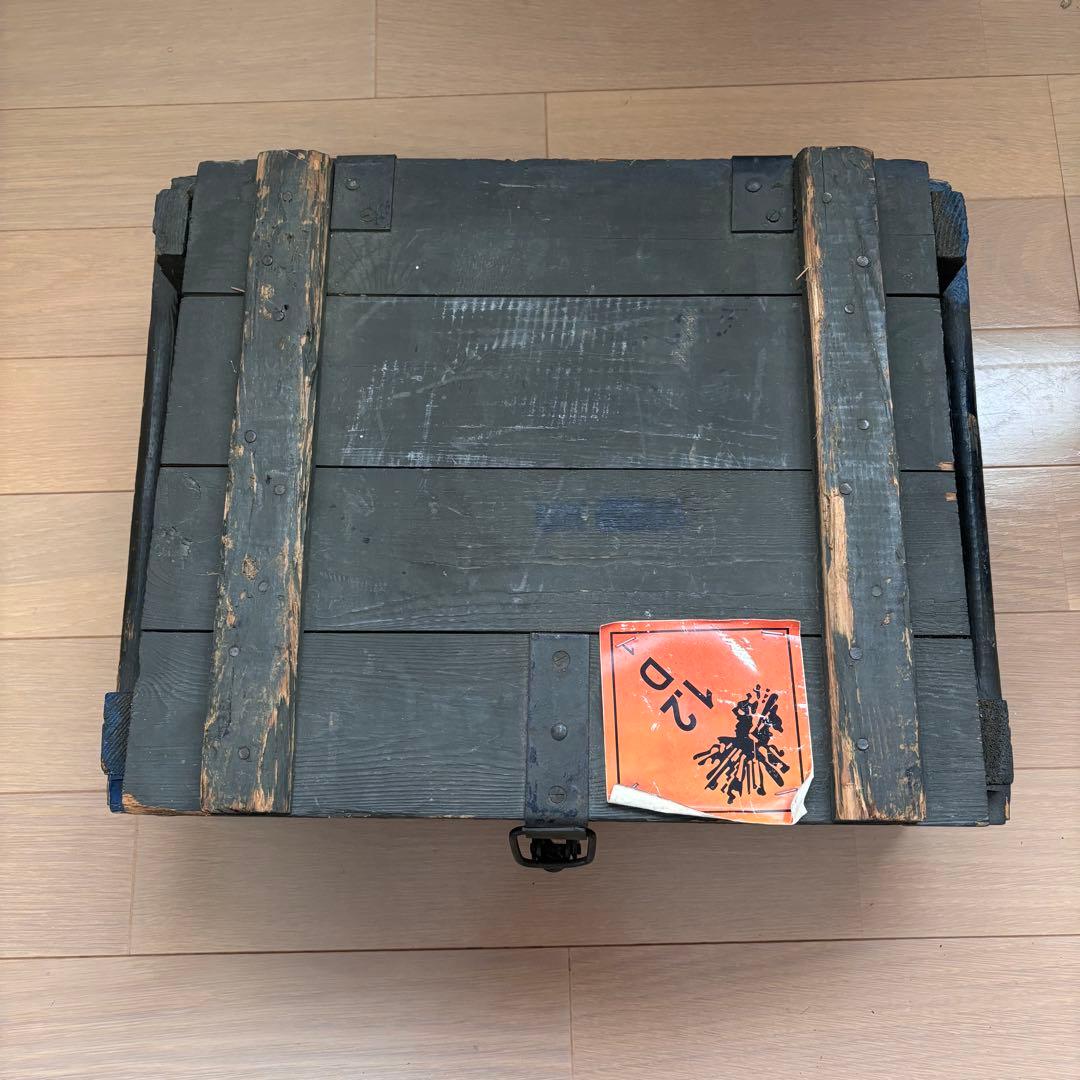 ミリタリー　アンモボックス 弾薬箱 木箱　オリーブ　AMMBO BOX
