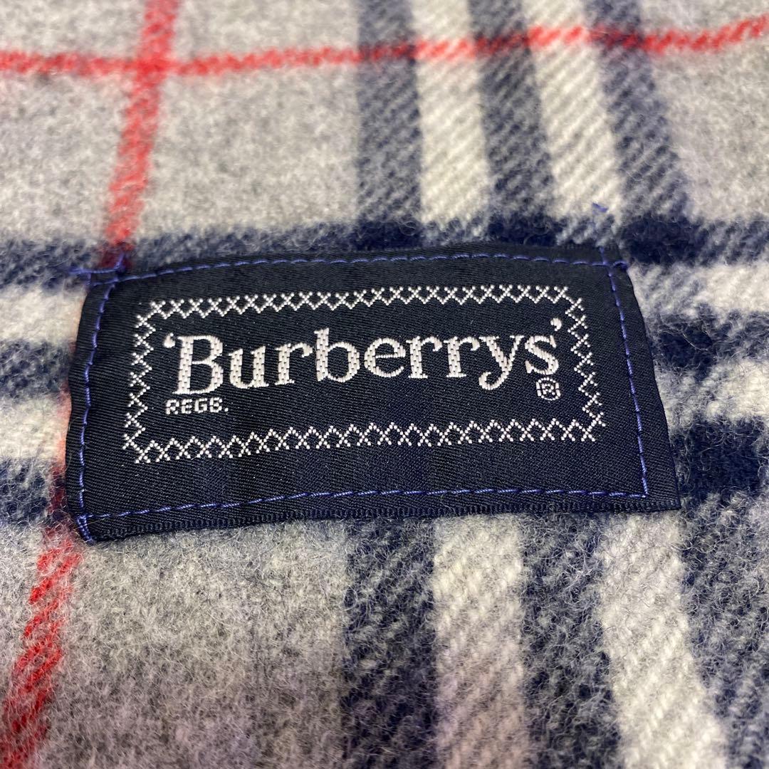 美品　バーバリーBurberrys　ウールひざ掛け　ブランケット　グレーチェック