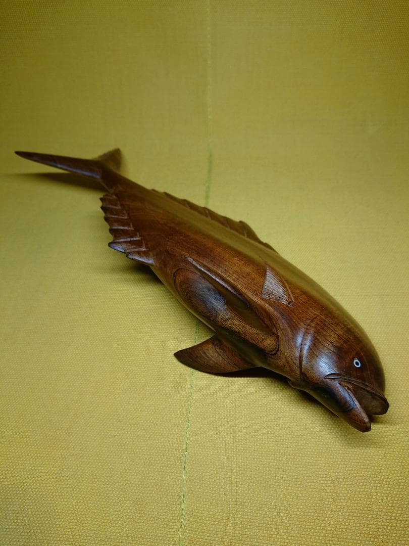 【美品】サカナ　魚　木彫　天然木　置物　インテリア　工芸品　美術品　A1180