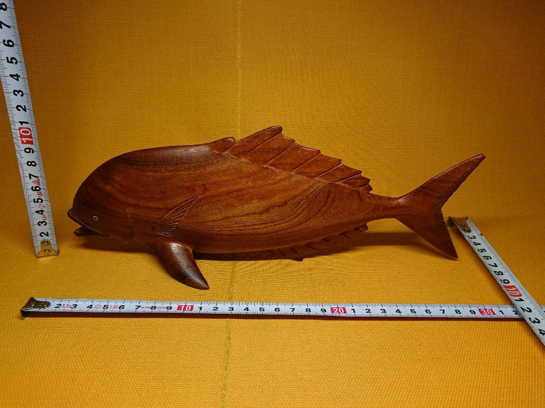 【美品】サカナ　魚　木彫　天然木　置物　インテリア　工芸品　美術品　A1180