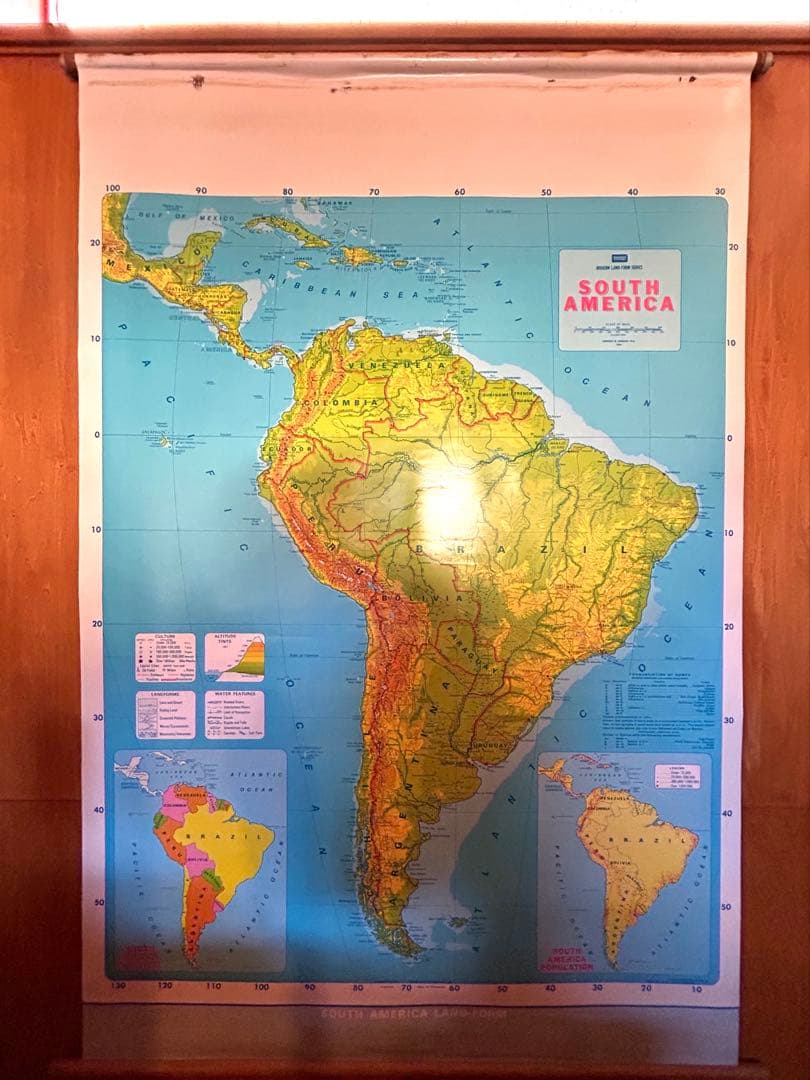 南アメリカ/ブラジル　地図(壁掛けアート)