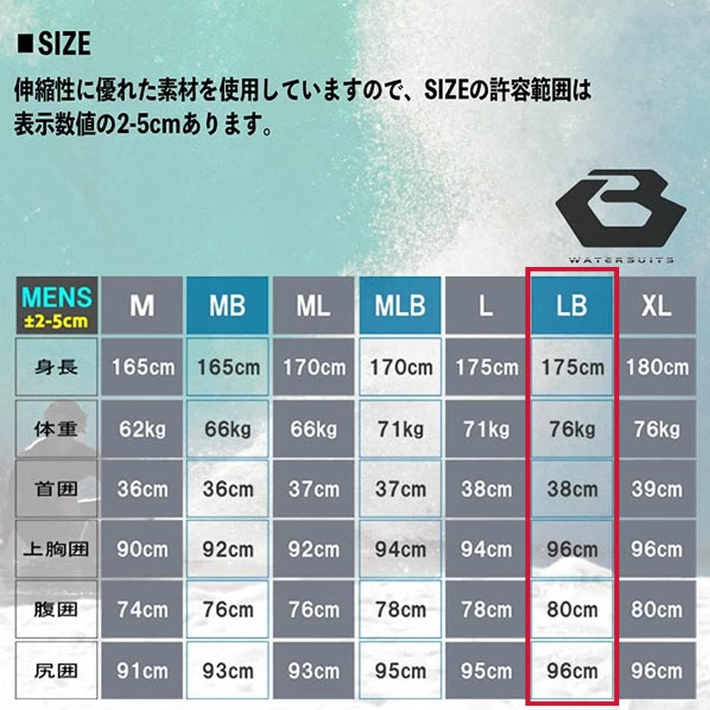 BEWET ビーウエット 5X3mm セミドライウェットスーツ LB