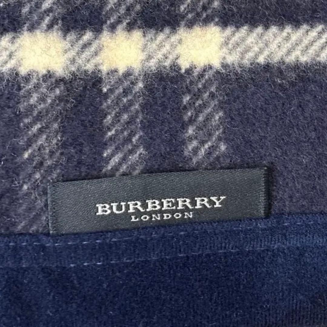 Burberry 高級ウール100%毛布　 ネイビーチェック