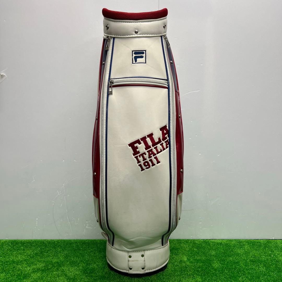 フィラ　FILA キャディバッグ　7インチ　ゴルフ　中古品　ホワイト　レッド