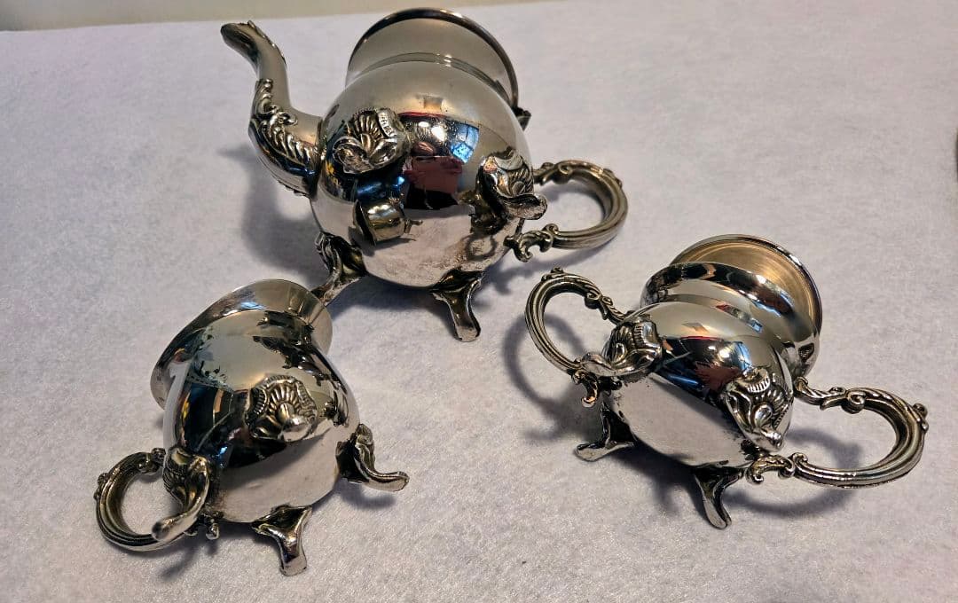 銀製ティーセットティーポットシュガーポットミルクポットトレイシルバー銀メッキ