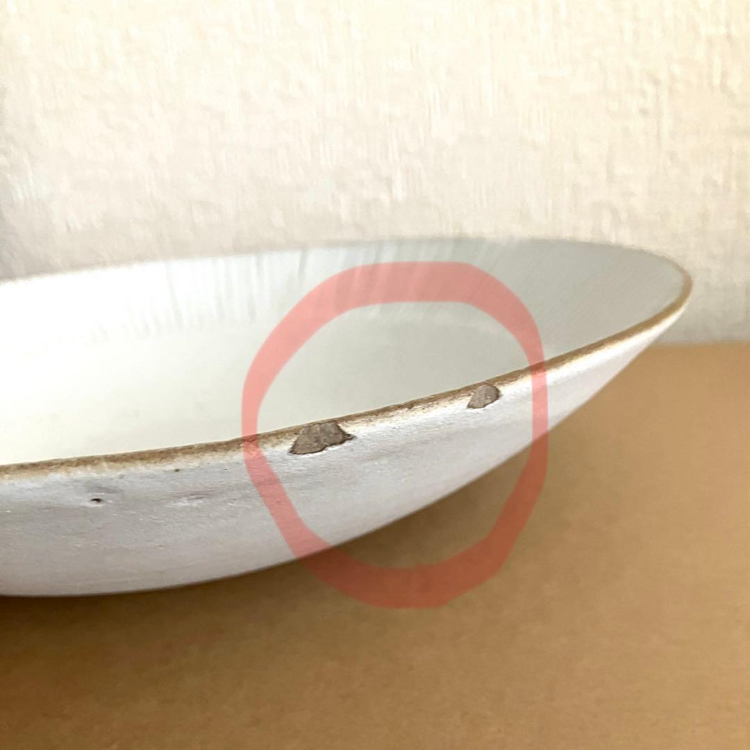 会津本郷焼き 樹ノ音工房 しのぎ 大皿 マット白【廃盤希少】