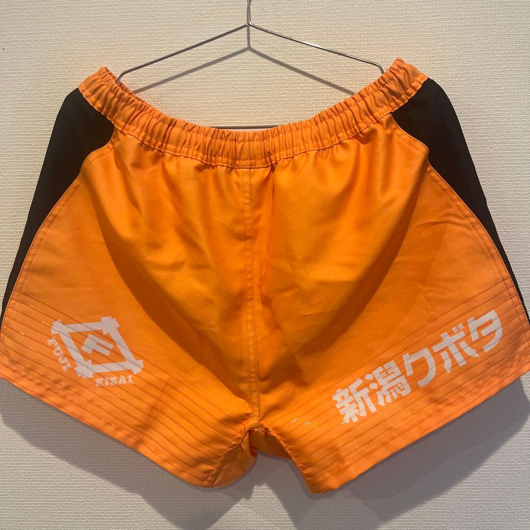 クボタスピアーズ選手支給ゲームパンツ BLK ラガーパンツ2XLサイズ オレンジ