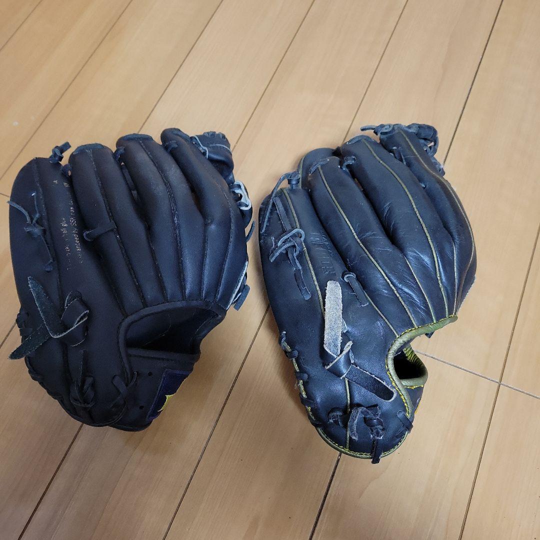中古★SSK&Nike 軟式グローブ 黒2点セット内野手外野手ピッチャー