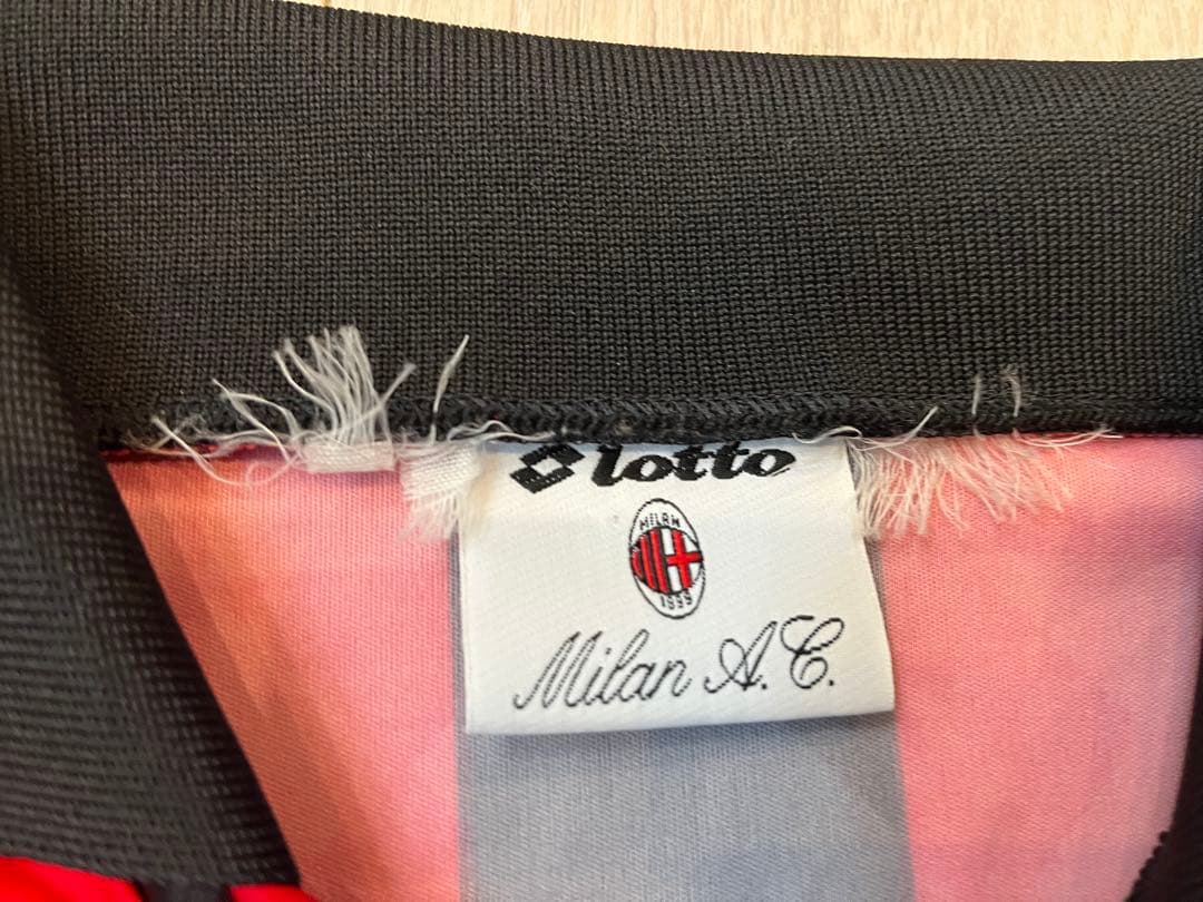 Milan A.C. Lotto シャツ 赤黒ストライプ