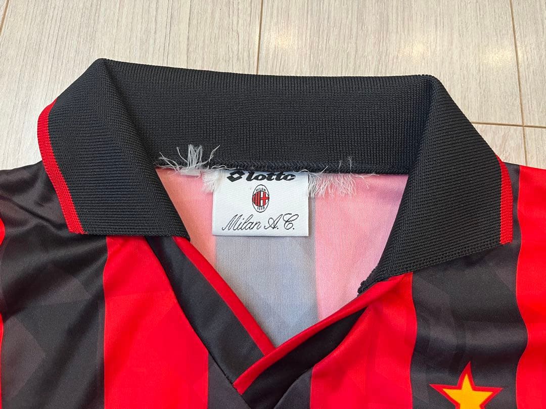Milan A.C. Lotto シャツ 赤黒ストライプ