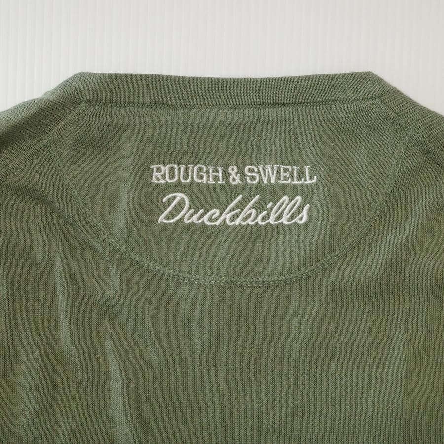 ROUGH & SWELL Vネックニット Mサイズ オリーブグリーン