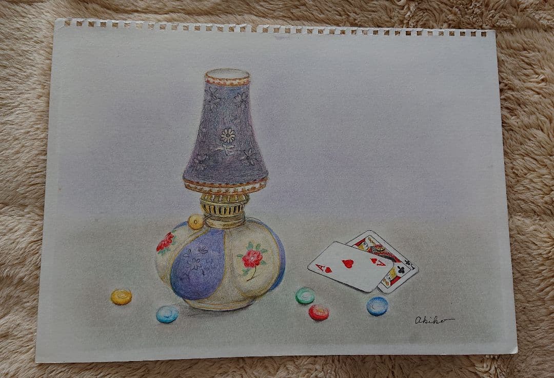 色鉛筆画　4枚セット　額付き