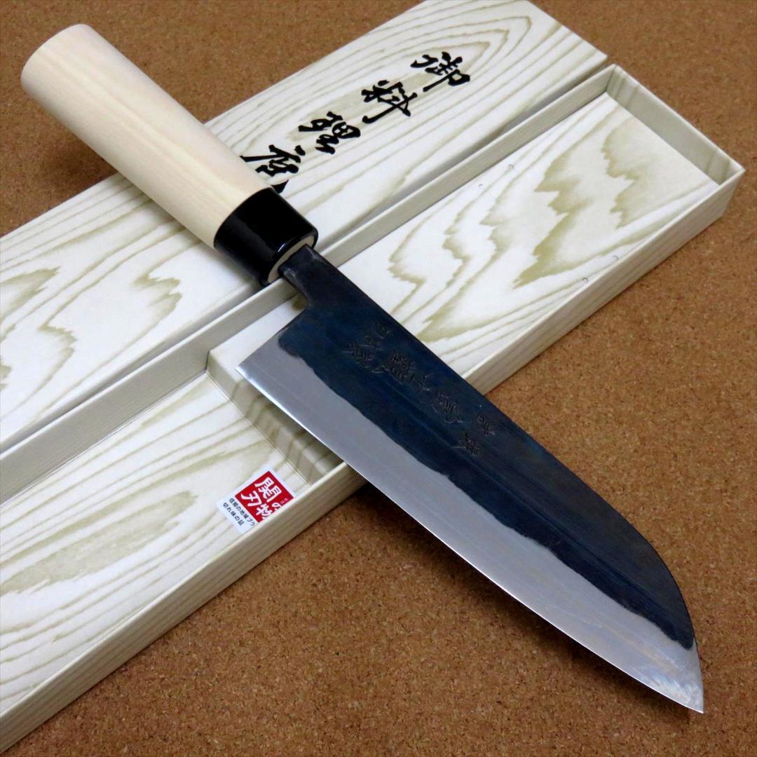 関の刃物 三徳包丁 160mm 黒打 青紙2号 軟鉄 魚 肉切り 両刃 万能包丁