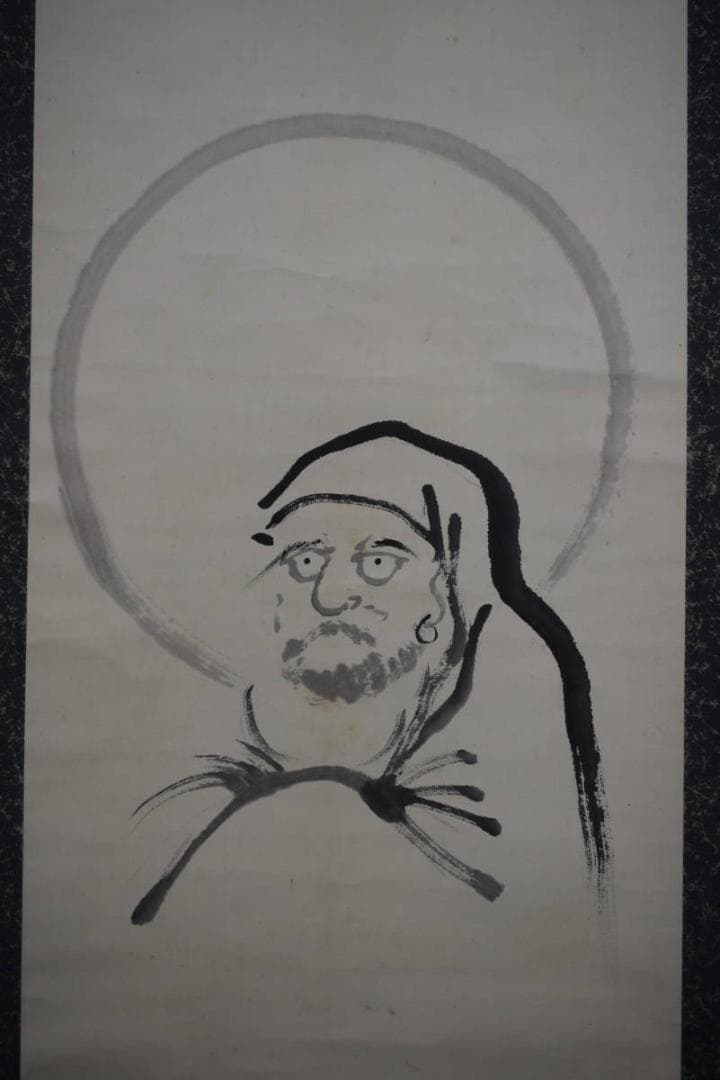 真作/国清山主/國清/寒巖/老衲/華山海應/古父/達磨画賛/布袋屋掛軸HK-99