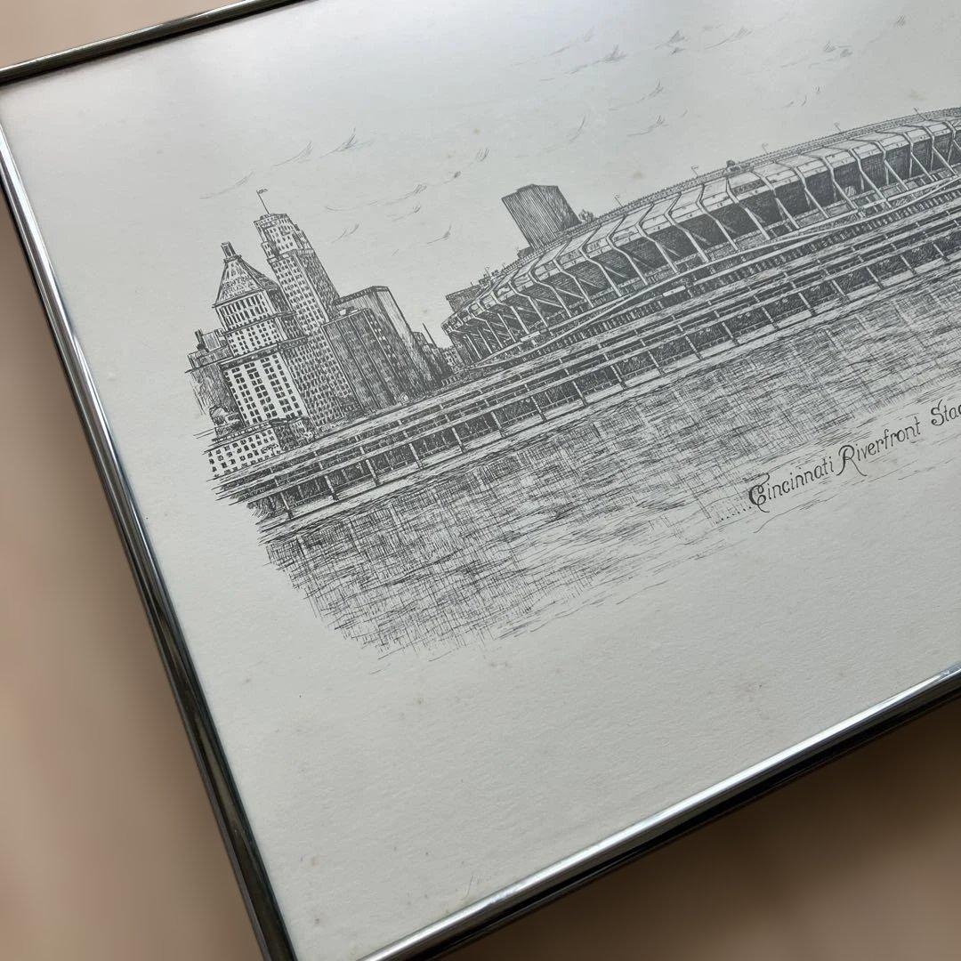 Cincinnati front Stadium ペン画