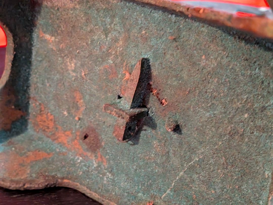 江戸時代中期２３０〜３００年前頃稀少珍品宝珠古銅製三連仏教美術上級武家蝋燭立置物
