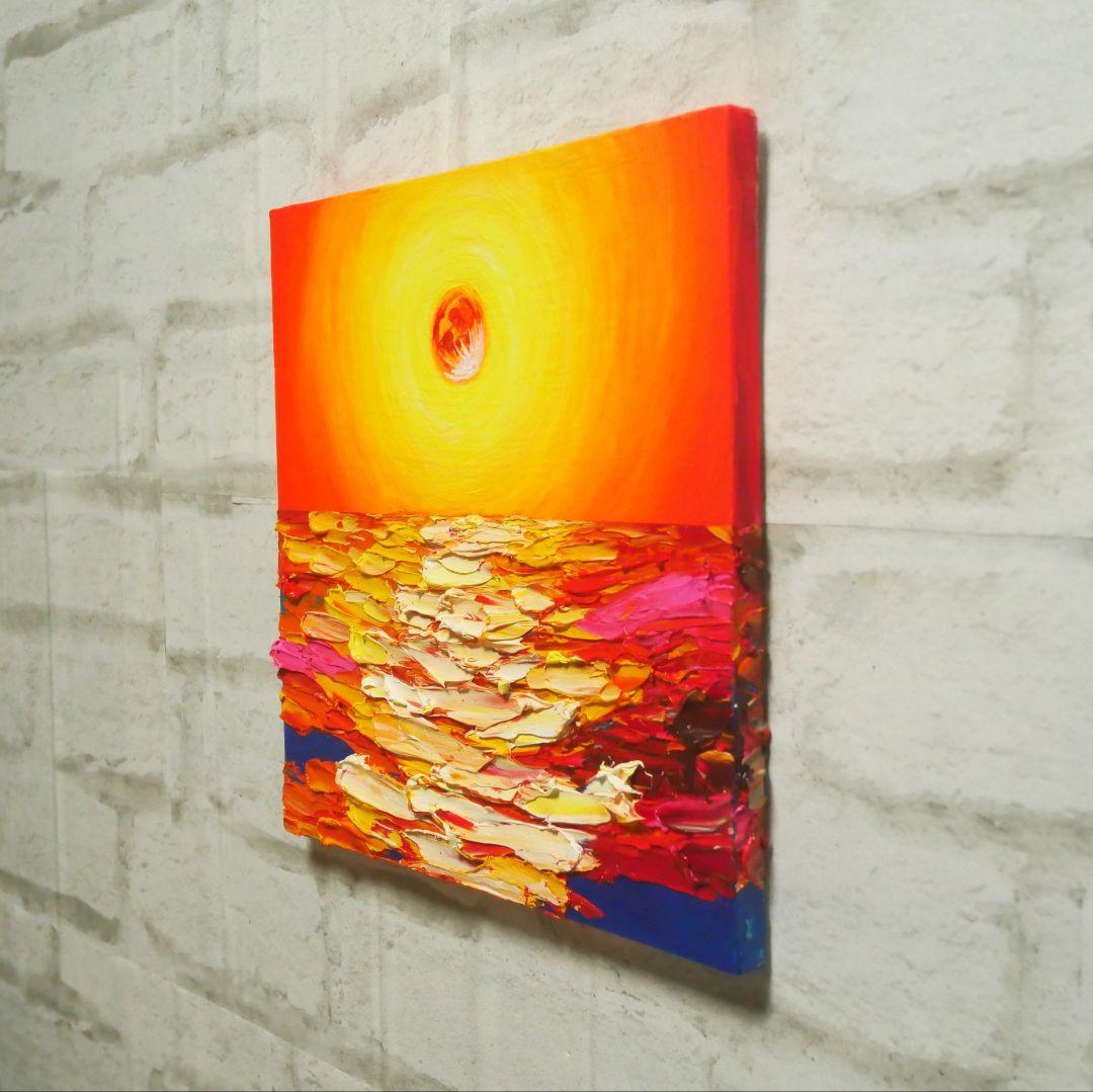 油絵 絵画アートパネル【オレンジの月】