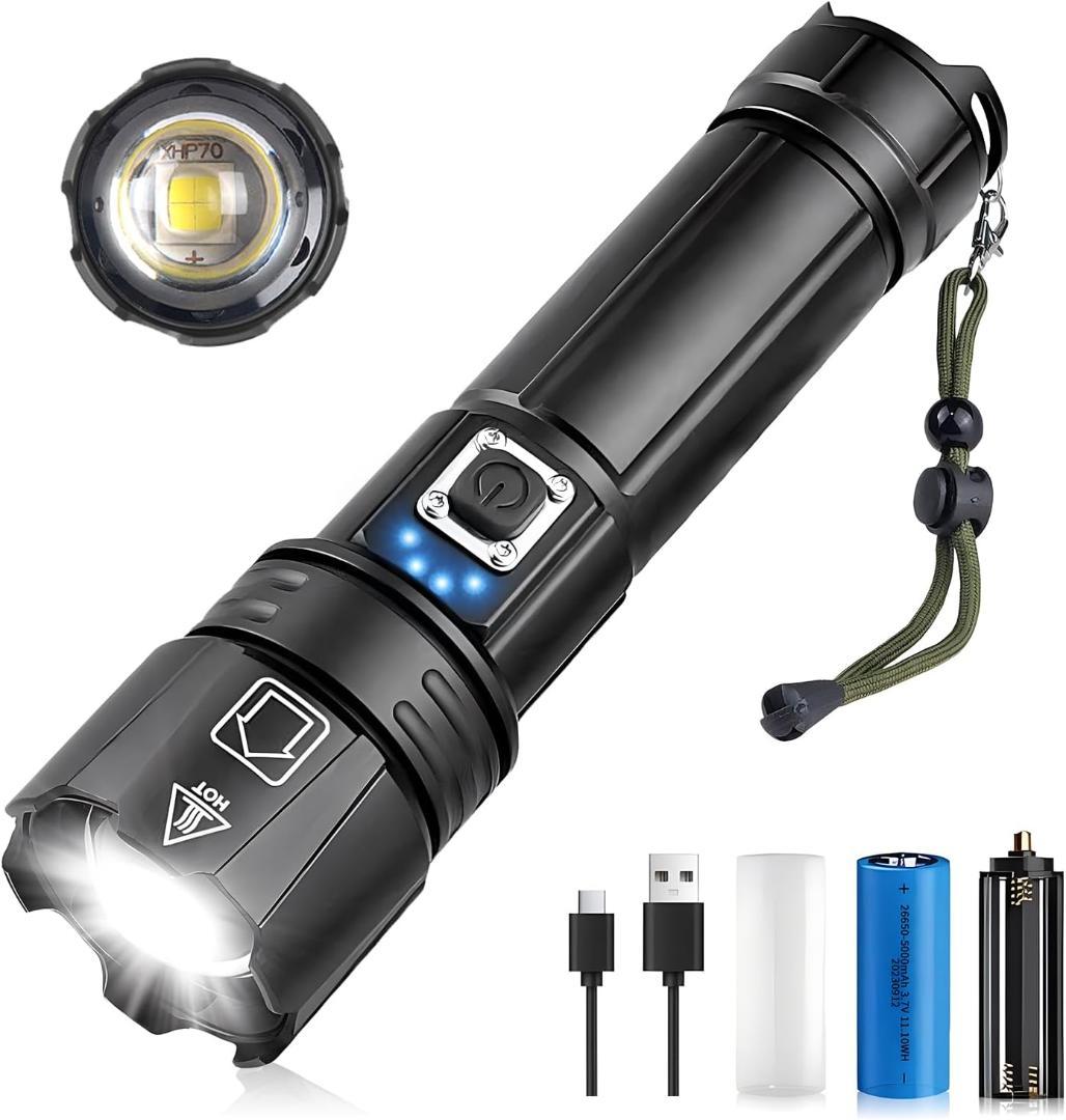【2024超高輝度 XHP70ledライト】懐中電灯 ledライト 小型 強力