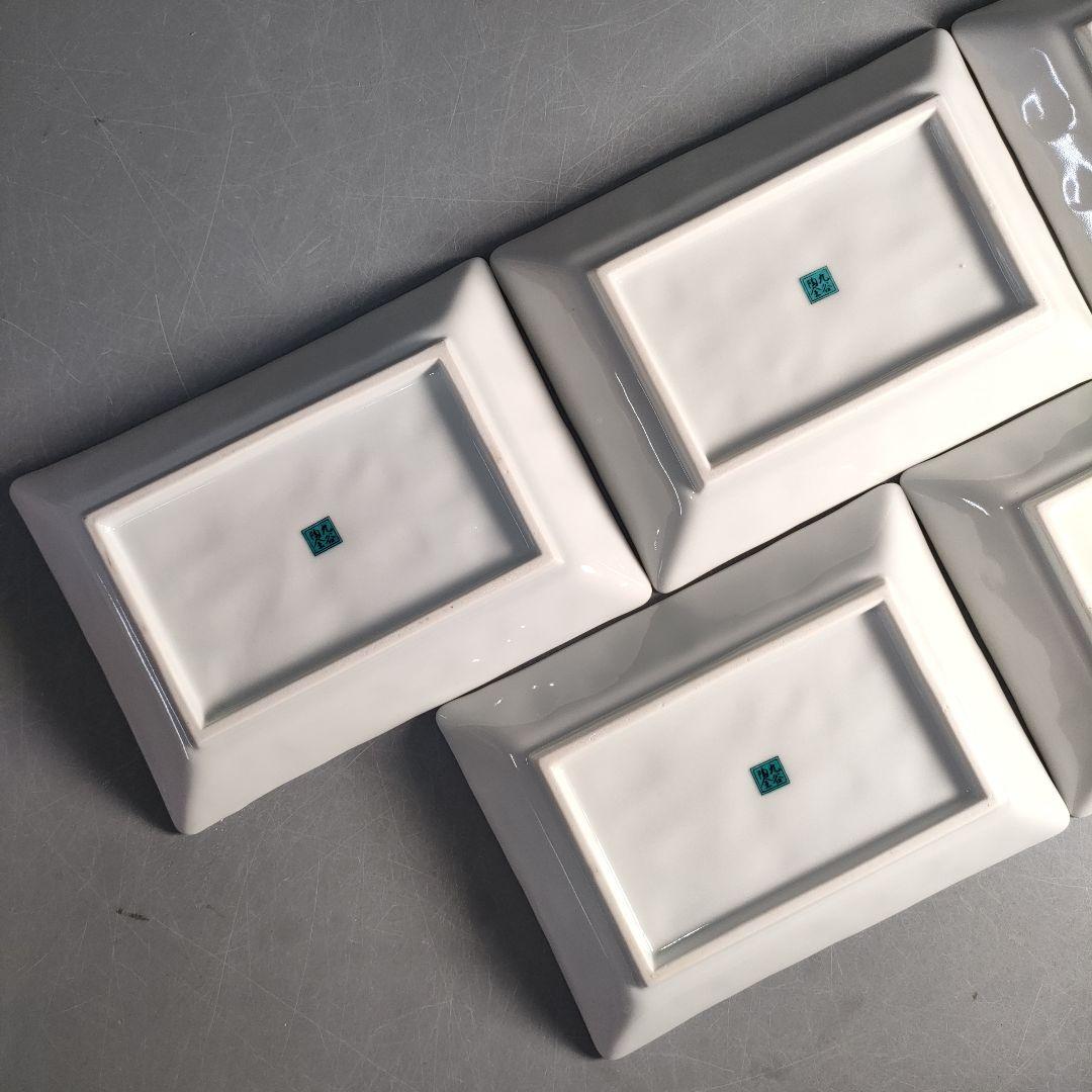A1296-4/九谷焼/陶全 造/色絵花草文絵替皿揃5客/共箱/角皿/懐石道具/